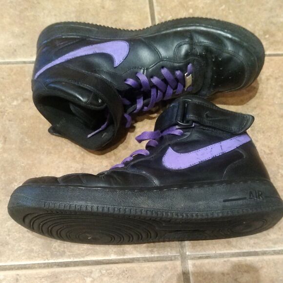 Rare Nike Men's 9.5 Air Force 1 82’ (2012) Black Purple Hightops 315123-001 - Picture 7 of 12
